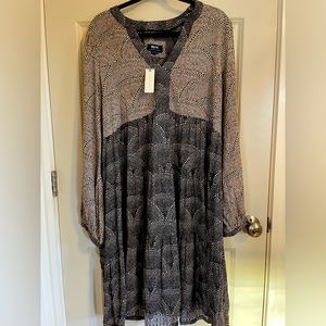 Anthropologie Maeve Beige and black pattern dress